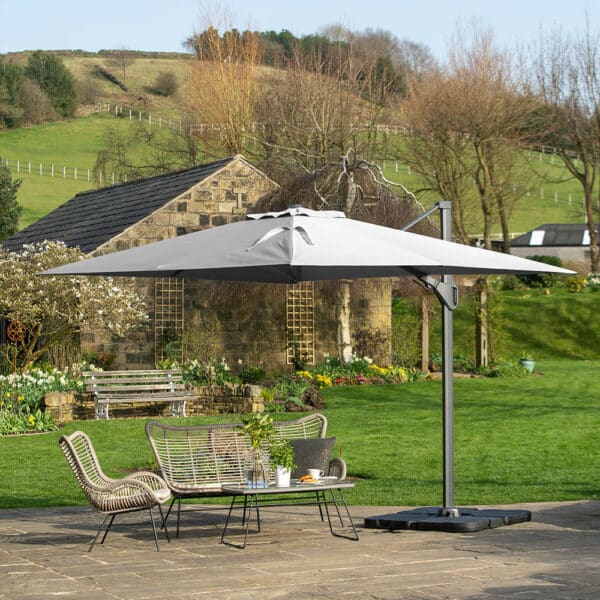 Pacific Lifestyle Challenger T2 3.5 x 2.6m Oblong Luna Grey Parasol