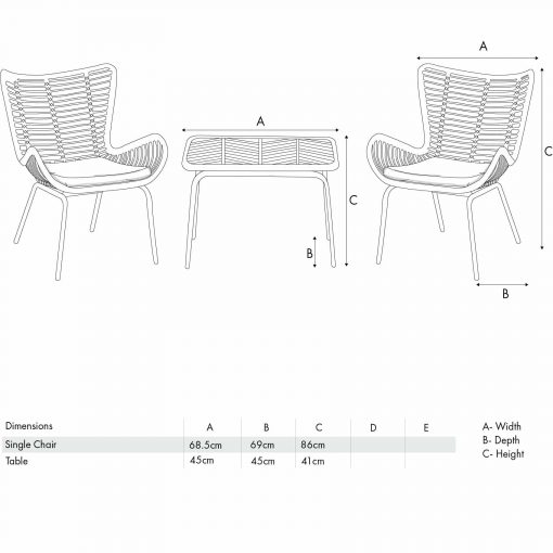 Pacific Lifestyle Fairfield 3 Piece Bistro Set