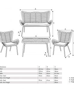 Pacific Lifestyle Fairfield 4 Piece Seating Set
