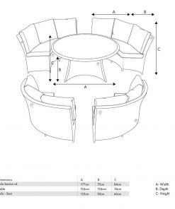 Pacific Lifestyle Slate Grey Bermuda Lounge Dining Set with Ceramic Top