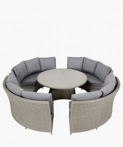Pacific Lifestyle Stone Grey Bermuda Lounge Dining Set with Ceramic Top