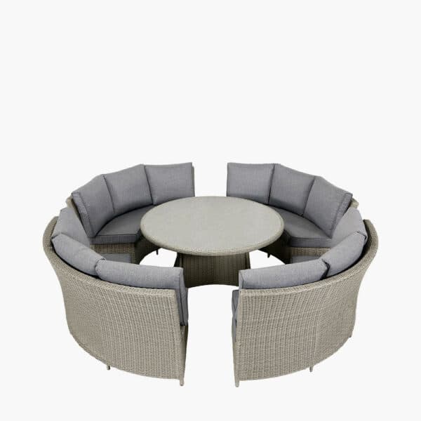 Pacific Lifestyle Stone Grey Bermuda Lounge Dining Set with Ceramic Top