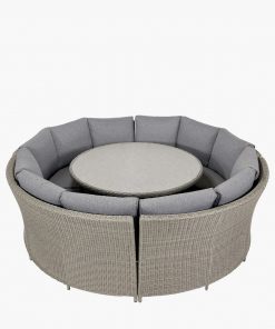 Pacific Lifestyle Stone Grey Bermuda Lounge Dining Set with Ceramic Top