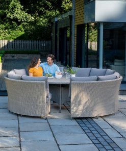Pacific Lifestyle Stone Grey Bermuda Lounge Dining Set with Ceramic Top