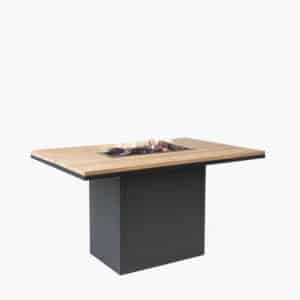 Pacific Lifestyle Cosiloft 120 Relaxed Dining Black and Teak Fire Pit Table