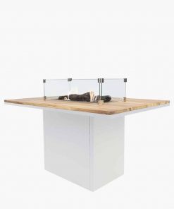 Pacific Lifestyle Cosiloft 120 Relaxed Dining White and Teak Fire Pit Table