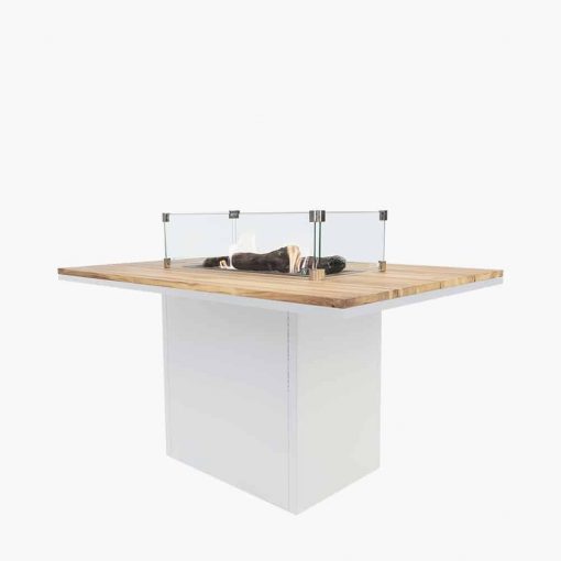 Pacific Lifestyle Cosiloft 120 Relaxed Dining White and Teak Fire Pit Table