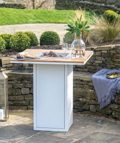 Pacific Lifestyle Cosiloft 100 White and Teak Fire Pit Bar Table