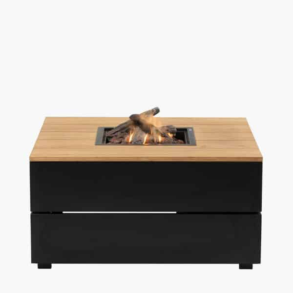 Pacific Lifestyle Cosipure 100 Black and Teak Square Fire Pit