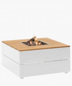 Pacific Lifestyle Cosipure 100 White and Teak Square Fire Pit