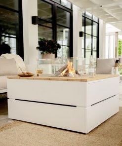 Pacific Lifestyle Cosipure 100 White and Teak Square Fire Pit