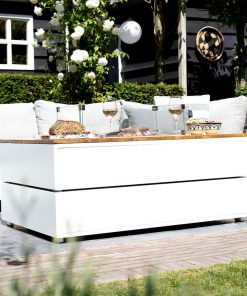 Pacific Lifestyle Cosipure 120 White and Teak Rectangular Fire Pit