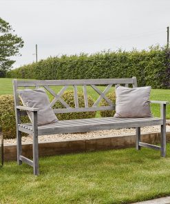 Pacific Lifestyle Cambridge Antique Grey 3 Seater Acacia Wood Bench