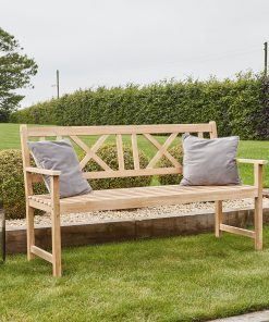 Pacific Lifestyle Cambridge Light Teak 3 Seater Acacia Wood Bench