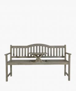 Pacific Lifestyle Richmond Antique Grey Acacia Wood Bench with Pop Up Table