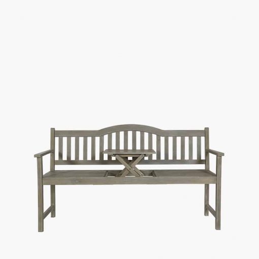 Pacific Lifestyle Richmond Antique Grey Acacia Wood Bench with Pop Up Table