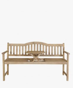 Pacific Lifestyle Richmond Light Teak Acacia Wood Bench with Pop Up Table
