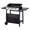 Callow Gas BBQ 3 Burner Plancha in Stainless Steel with Stand and Side Tables