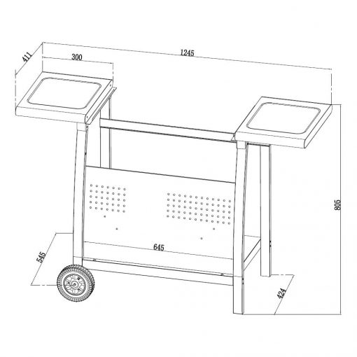 Callow Gas BBQ 3 Burner Plancha in Stainless Steel with Stand and Side Tables
