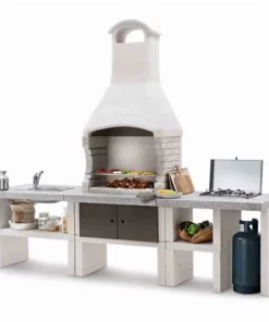 Palazzetti Marbella Outdoor BBQ Kitchen with Twin Gas Hob and Sink - Anthracite