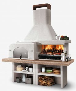Palazzetti Gargano 3 Masonry Barbecue with Wood Fired Oven and Grey Worktop