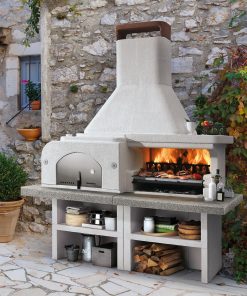 Palazzetti Gargano 3 Masonry Barbecue with Wood Fired Oven and Grey Worktop