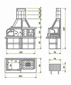 Palazzetti Gargano 3 Masonry Barbecue with Wood Fired Oven and Grey Worktop