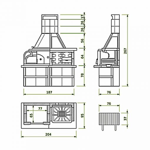 Palazzetti Gargano 3 Masonry Barbecue with Wood Fired Oven and Grey Worktop