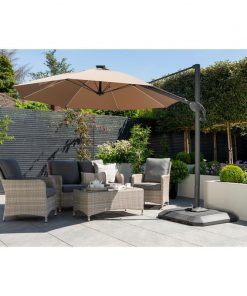 Norfolk Leisure One Box Parasol 3m Round LED Cantilever with Water Filled Base