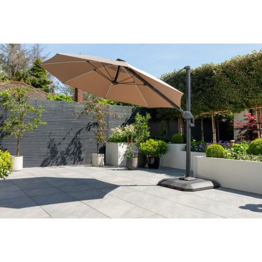 Norfolk Leisure One Box Parasol 3m Round LED Cantilever with Water Filled Base