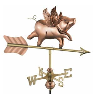 Espira Flying Pig Cottage Copper Weathervane