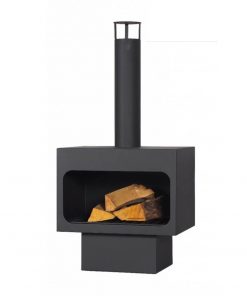 Callow Arizona Freestanding Steel Wood Burning Fireplace with Chimney