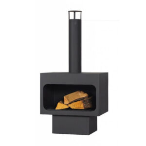 Callow Arizona Freestanding Steel Wood Burning Fireplace with Chimney
