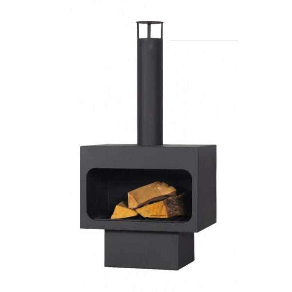 Callow Arizona Freestanding Steel Wood Burning Fireplace with Chimney