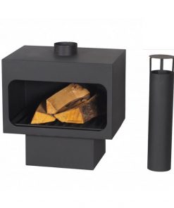 Callow Arizona Freestanding Steel Wood Burning Fireplace with Chimney