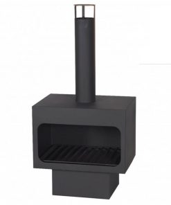 Callow Arizona Freestanding Steel Wood Burning Fireplace with Chimney