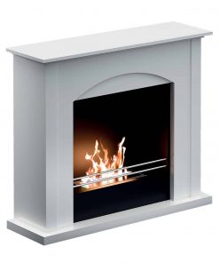 TecnoAir Firenze Freestanding Bioethanol Eco Fireplace with White Wood Fire Surround