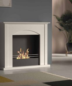 TecnoAir Firenze Freestanding Bioethanol Eco Fireplace with White Wood Fire Surround