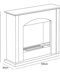 TecnoAir Firenze Freestanding Bioethanol Eco Fireplace with White Wood Fire Surround