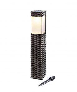 Callow Rattan Effect Square Garden Solar LED Bollard Light