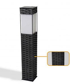 Callow Rattan Effect Square Garden Solar LED Bollard Light