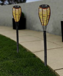 Callow Brown Rattan Effect Solar LED Garden Torch
