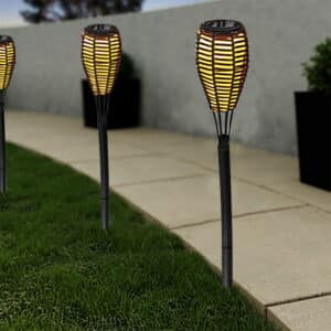 Callow Brown Rattan Effect Solar LED Garden Torch