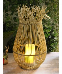 Callow Rattan Effect Outdoor Solar Lantern with LED Candle