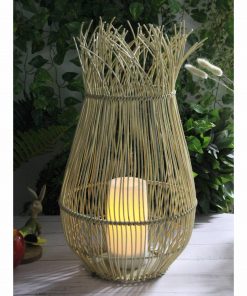 Callow Rattan Effect Outdoor Solar Lantern with LED Candle
