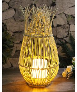 Callow Rattan Effect Outdoor Solar Lantern with LED Candle