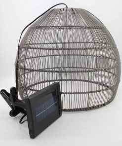 Callow Outdoor Solar LED Pendant Light with Grey Rattan Effect Shade