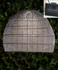 Callow Outdoor Solar LED Pendant Light with Grey Rattan Effect Shade