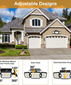 Callow Solar LED Triple Security Floodlight with Double PIR Sensor
