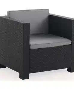 Diva 4pc Lounger Set with Double Sofa, 2 Armchairs and Coffee Table in Graphite